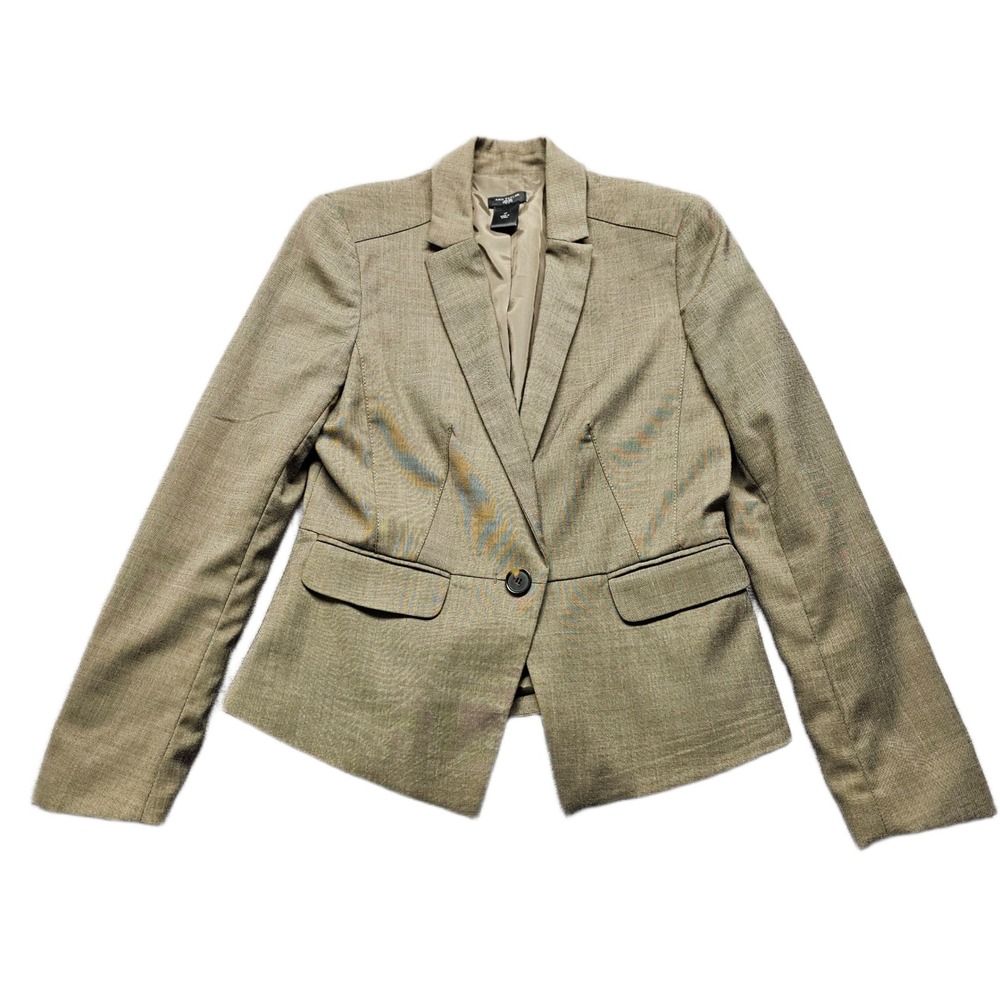 Ann Taylor Blazer Jacket Womens 4P Gray Lined Long Sleeve Single Breasted Formal